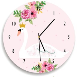 Swan Wall Clock Kid's Clock, Pink Nursery Swan Clock, Gift Idea