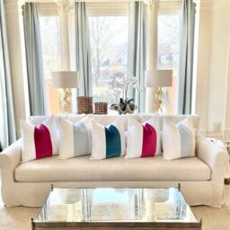 Classic Turquoise With Oatmeal Linen Pillow Cover - thumbnail 2