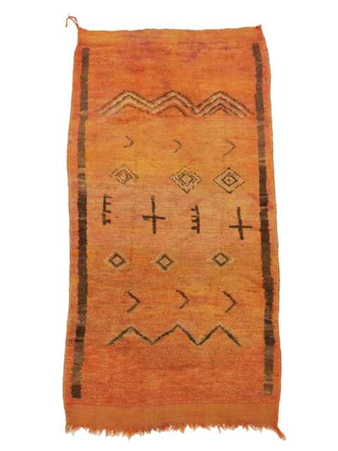 Mid-Season Sale Vintage Saffron Peaks Taznazkth Runner Circa 1950, 182 X 87cm, Orange Rug - image 1