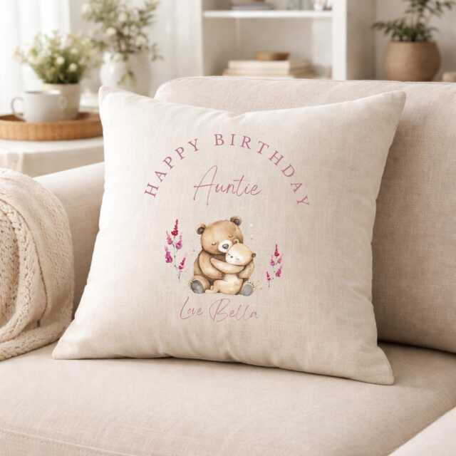 Auntie Gift, Personalised Cushion, Mothers Day Gift For Her, First Day, Cushion Cover, Gifts, Birthday, Home Decor - image 1