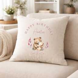 Auntie Gift, Personalised Cushion, Mothers Day Gift For Her, First Day, Cushion Cover, Gifts, Birthday, Home Decor - thumbnail 1