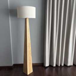 Recycled Solid Wood Floor Lamp - Scandinavian Design Lighting Handmade in France - thumbnail 3
