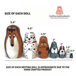 Handmade Wooden Nesting Dolls Dog Theme, Montessori Toy - 7-Piece - thumbnail 3