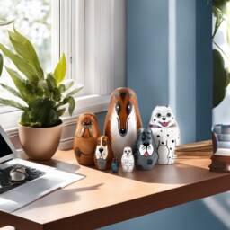 Handmade Wooden Nesting Dolls Dog Theme, Montessori Toy - 7-Piece - thumbnail 4