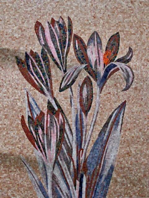 Lilies Flowers Glass Tiles Mosaic