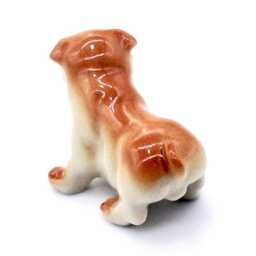 Miniature Ceramic Dog Bulldog Standing Animal Little Brown Orange Figurine Tiny Statue Small Decoration Collectible Hand Painted Figure Deco - thumbnail 3