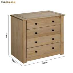 Solid Pine Wood Storage4/5 Drawer Chest Of Drawers, Waxed Oak Finish - thumbnail 4