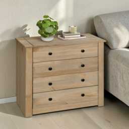 Solid Pine Wood Storage4/5 Drawer Chest Of Drawers, Waxed Oak Finish - thumbnail 2