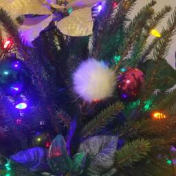 Faux Fur Pom Christmas Ornaments White Snow Cloud Decor - Set Of 6 - thumbnail 4