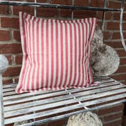 Red Striped Cushion Cover Made Of Fabric / - thumbnail 2