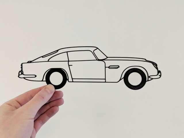 British Icon Car Model - 3D Printed Wall Art Line Style Plastic Sculpture Home Decor Gift For Him Modern Black Display - image 1