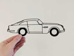 British Icon Car Model - 3D Printed Wall Art Line Style Plastic Sculpture Home Decor Gift For Him Modern Black Display - thumbnail 1