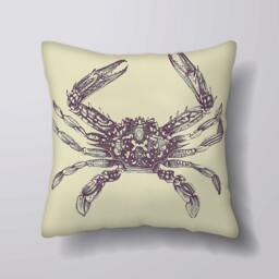Vintage Picture Crab Seaside Sea - Cushion Cover Case Or Stuffed With Insert - thumbnail 1