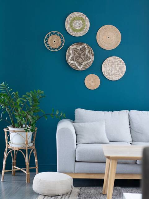 Hand Woven Water Hyacinth Wall Decor Set, Bohemian Natural Accents - image 1