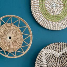 Hand Woven Water Hyacinth Wall Decor Set, Bohemian Natural Accents - thumbnail 3
