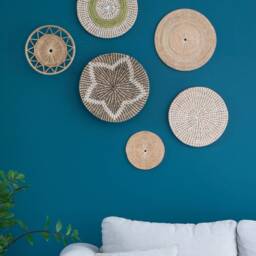 Hand Woven Water Hyacinth Wall Decor Set, Bohemian Natural Accents - thumbnail 2