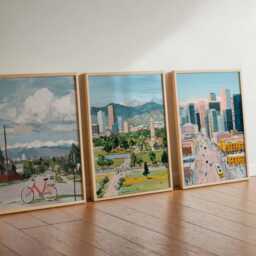 Set Of 3 Denver Posters, Colorado Wall Art Prints, Travel Poster Set, City Skyline Mountain View - thumbnail 2