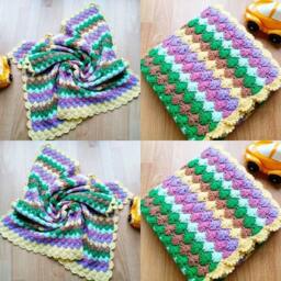Baby Blanket, Crochet Stripet Handmade, Afghan Throw, Home Decor, Shower Gift - thumbnail 2