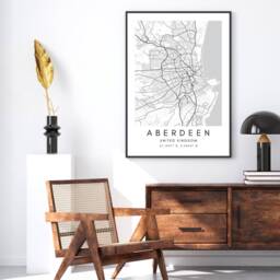 Aberdeen Map Art Print Minimalist Cityscape, Scotland Wall Decor - thumbnail 2