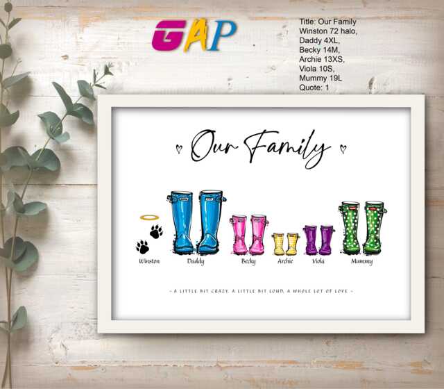 Family Wellies Print Wall Art Custom Home Decor Gift #5 - image 1