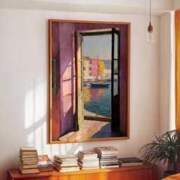 Open Window Henri Matisse Print, Style Fauvism Painting, Modern Exhibition Mediterranean River Harbour Boats, Coastal - thumbnail 2