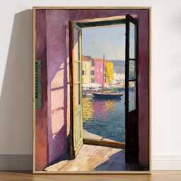 Open Window Henri Matisse Print, Style Fauvism Painting, Modern Exhibition Mediterranean River Harbour Boats, Coastal - thumbnail 1