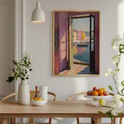 Open Window Henri Matisse Print, Style Fauvism Painting, Modern Exhibition Mediterranean River Harbour Boats, Coastal - thumbnail 3
