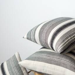 Square Pillow Cover - Striped Pillowcase, Natural Cotton Fabric - thumbnail 4