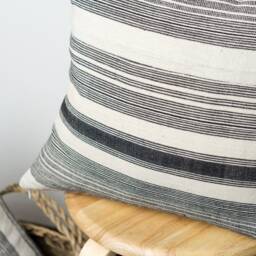 Square Pillow Cover - Striped Pillowcase, Natural Cotton Fabric - thumbnail 2