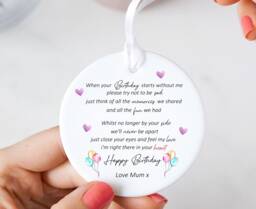 Personalised When Your Birthday Starts Without Me Poem Remembrance Memorial Loss Ceramic Keepsake Hanging Bauble Ornament Gift