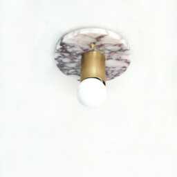 Minimalist Calacatta Viola Marble & Brass Light Fixture Small Flush Mount Sconce Vanity Lighting Bathroom Lamp - thumbnail 3