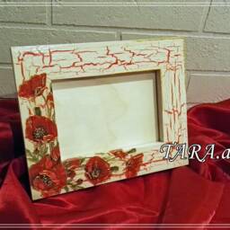 Decoupage Photo Frame Red Poppy Floral Wood Frame - 7x9 - thumbnail 3