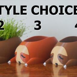 Sleepy Sloth Succulent Planter 3D Printed Desk Decor - thumbnail 2