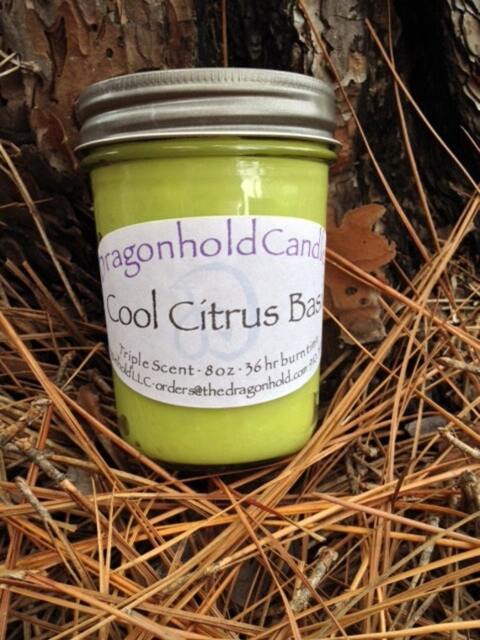 Cool Citrus Basil 8Oz Hand Poured Candle, Soy-Paraffin, Triple Scented Limited Edition