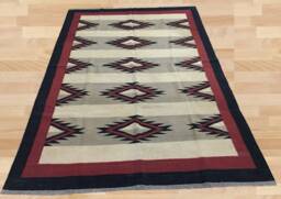 Handwoven Afghan Kilim Rug, Geometric Bohemian Style - 272x184 cm - thumbnail 1
