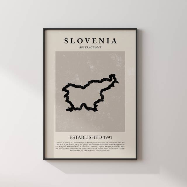 Abstract Slovenia Map Vintage Wall Art Print Picasso + Matisse Inspired Travel Poster Oe - image 1