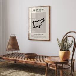 Abstract Slovenia Map Vintage Wall Art Print Picasso + Matisse Inspired Travel Poster Oe - thumbnail 3