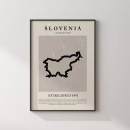 Abstract Slovenia Map Vintage Wall Art Print Picasso + Matisse Inspired Travel Poster Oe - thumbnail 1