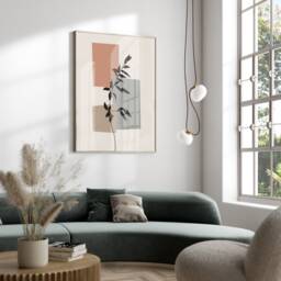 Boho Abstract Wall Art, Set Of 3 Prints, Decor, Scandi Mid Century, Black, Beige, Green, Terracotta, Free Fast Delivery - thumbnail 3
