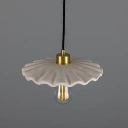 Kapok Organic Ceramic Pendant Light Matte White Striped 10.5 - thumbnail 3