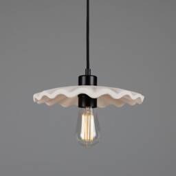 Kapok Organic Ceramic Pendant Light Matte White Striped 10.5 - thumbnail 4