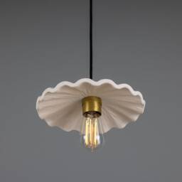 Kapok Organic Ceramic Pendant Light Matte White Striped 10.5 - thumbnail 2