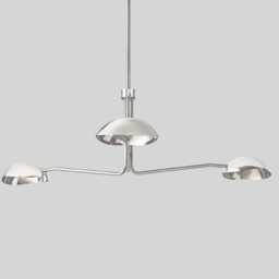 Handmade Brass Sputnik Chandelier - Mid Century Modern, Black 3-Orb Light - thumbnail 3
