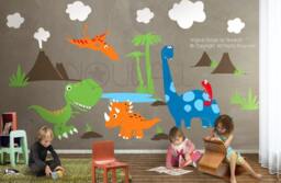 Dinosaurs Wall Decal Pterodactyl Triceratops T-Rex Sticker Art Graphic Room Decor - thumbnail 1