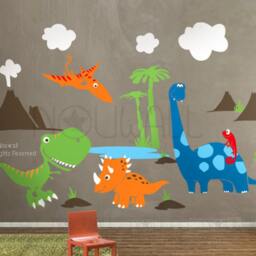 Dinosaurs Wall Decal Pterodactyl Triceratops T-Rex Sticker Art Graphic Room Decor - thumbnail 2