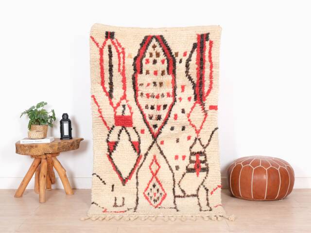 Red Boujaad Rug, Moroccan Rug 3x5 Ft, Authentic Handmade Berber Carpet, Genuine Wool Rug, Area Tapis Berbere, Teppich - image 1