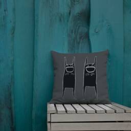 Throw Pillow Rabbit Monsters Folk Art Print Home Decor Housewarming Birthday Gifts Funny Creepy Cute Weird Bunny Quirky Gift Goth Punk Emo - thumbnail 2