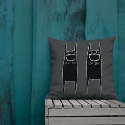 Throw Pillow Rabbit Monsters Folk Art Print Home Decor Housewarming Birthday Gifts Funny Creepy Cute Weird Bunny Quirky Gift Goth Punk Emo - thumbnail 1