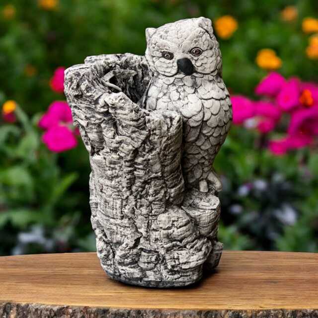 Concrete Owl Statue With Tree Branch Stone Figurine Garden Wildlife Sculpture Outdoor Yard Ornament Gift For Lover Halloween Gift - image 1