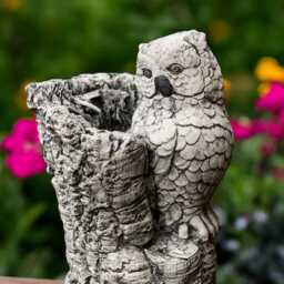 Concrete Owl Statue With Tree Branch Stone Figurine Garden Wildlife Sculpture Outdoor Yard Ornament Gift For Lover Halloween Gift - thumbnail 2